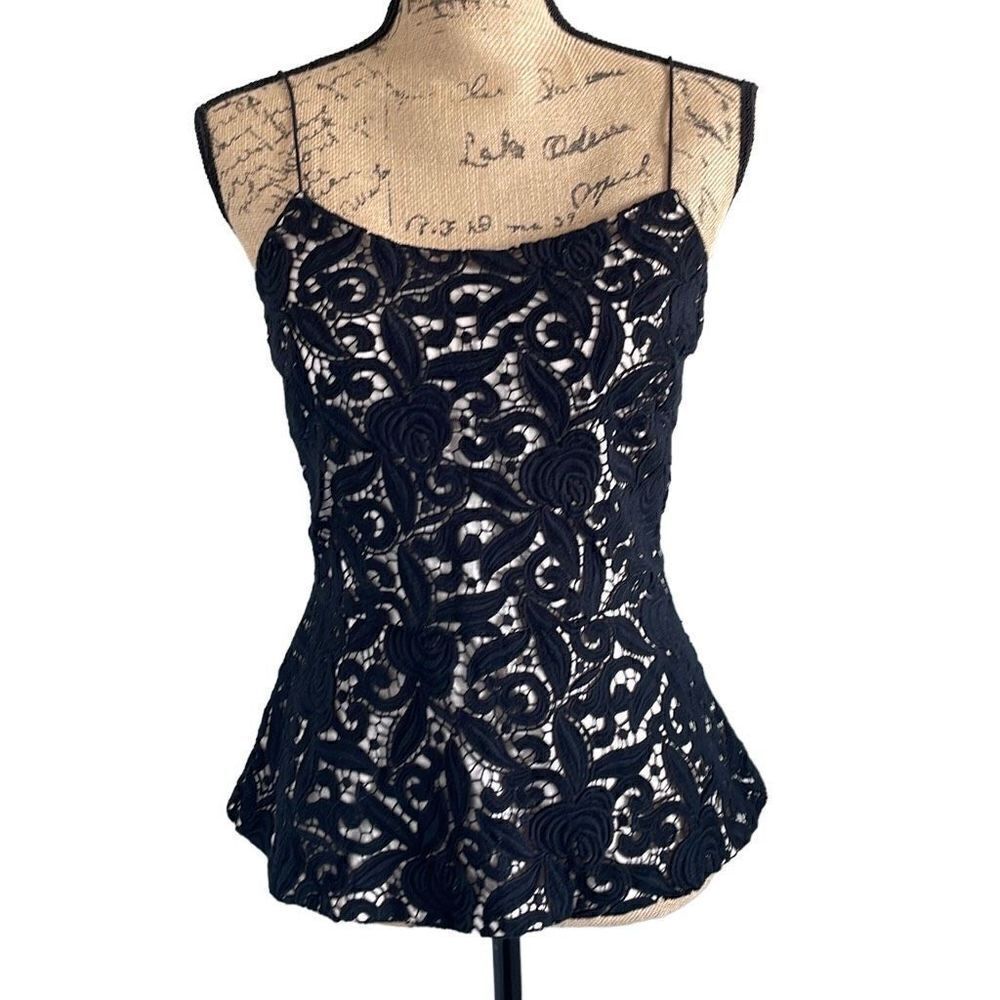 EUC Banana Republic BR Heritage Collection Black Embroidered Layered Camisole -